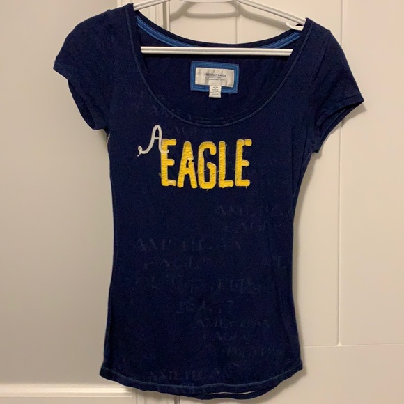 NAVY AE low neck t shirt - Picture 1 of 4